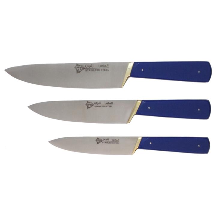 ست 3 پارچه چاقو آشپزخانه زنجان مدل الماس Zanjan Shabazifar SP3 Kitchen Knife Set 3 Pcs